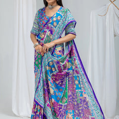 Royal Mosaic Mirror Work Chinon Silk Saree