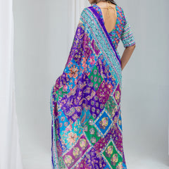 Royal Mosaic Mirror Work Chinon Silk Saree