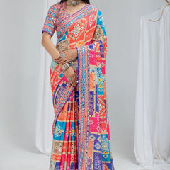 Mahotsav Mirror Work Chinon Silk Saree