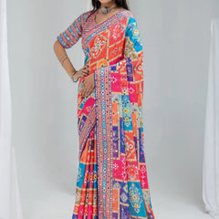 Mahotsav Mirror Work Chinon Silk Saree