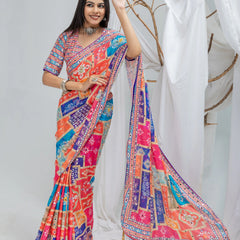 Mahotsav Mirror Work Chinon Silk Saree