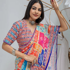 Mahotsav Mirror Work Chinon Silk Saree