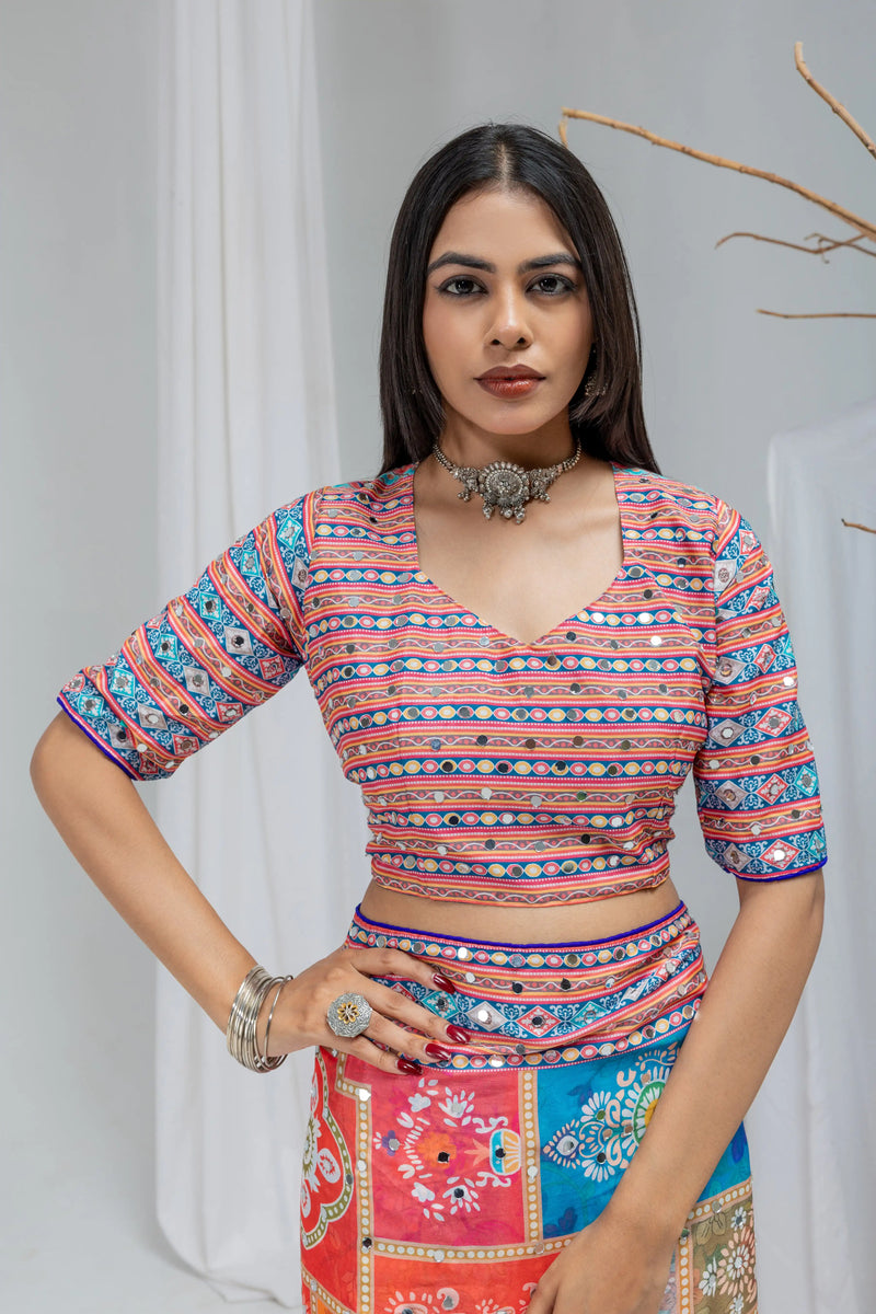Mahotsav Mirror Work Chinon Silk Saree