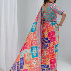 Mahotsav Mirror Work Chinon Silk Saree