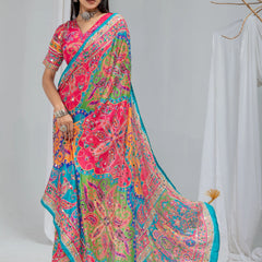Navrang Mirror Work Chinon Silk Saree