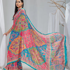 Navrang Mirror Work Chinon Silk Saree