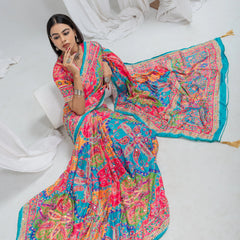 Navrang Mirror Work Chinon Silk Saree