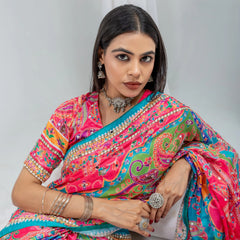 Navrang Mirror Work Chinon Silk Saree