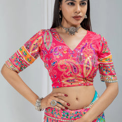 Navrang Mirror Work Chinon Silk Saree