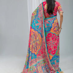 Navrang Mirror Work Chinon Silk Saree