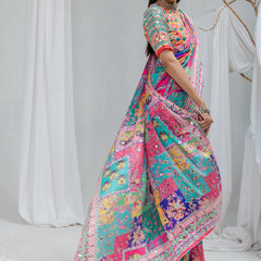 Rangmala Mirror Work Chinon Silk Saree
