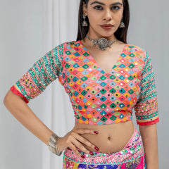 Rangmala Mirror Work Chinon Silk Saree