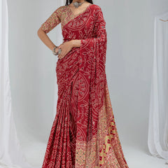 Royal bandhani mirror work saree