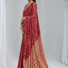 Royal bandhani mirror work saree