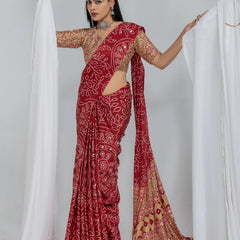 Royal bandhani mirror work saree