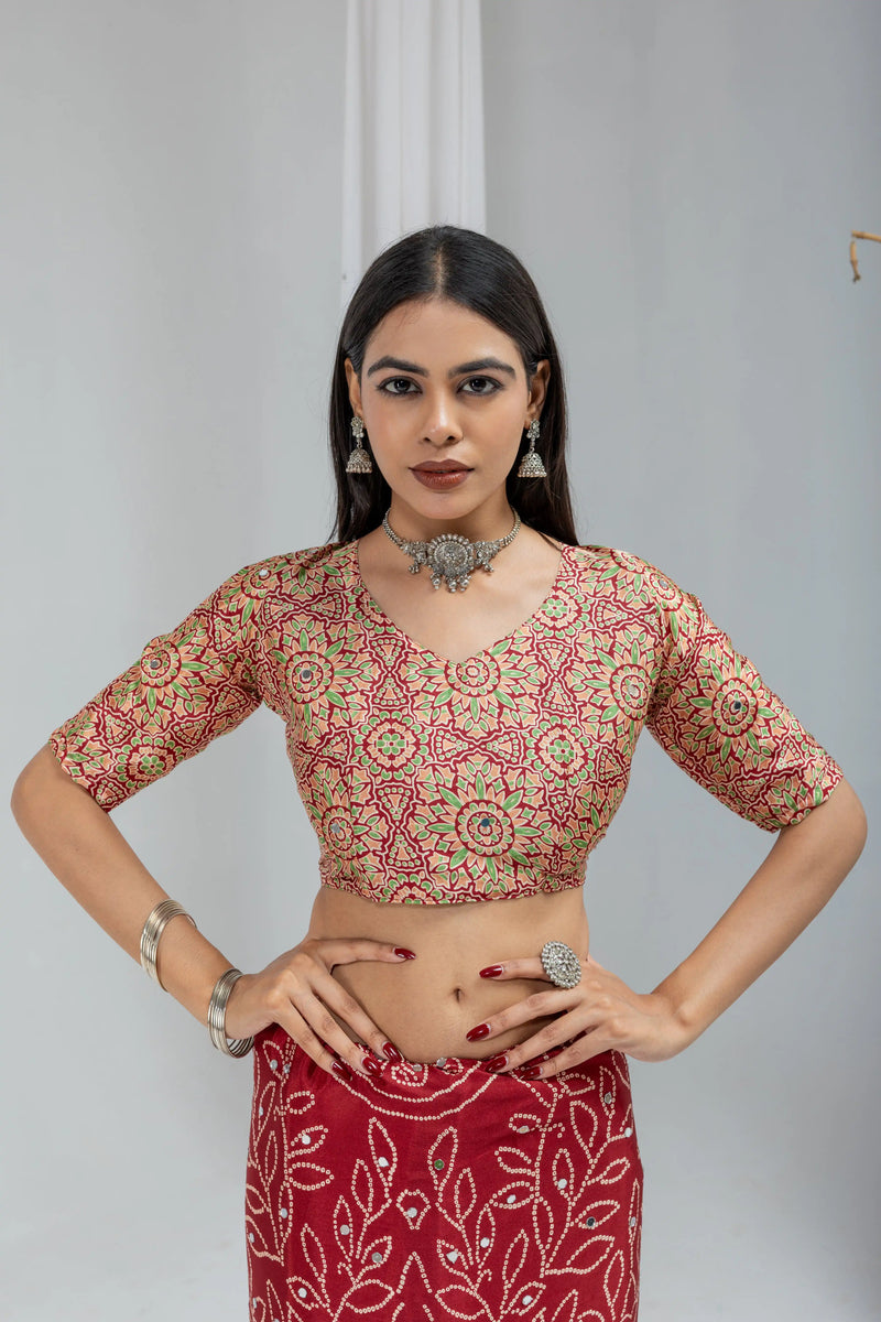 Royal bandhani mirror work saree