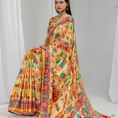Satrangi Mirrorwork Chinon Silk  Saree