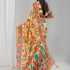 Satrangi Mirrorwork Chinon Silk  Saree
