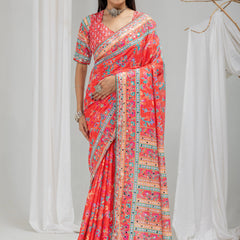 Gulnaar Mirror Work Chinon Silk Saree