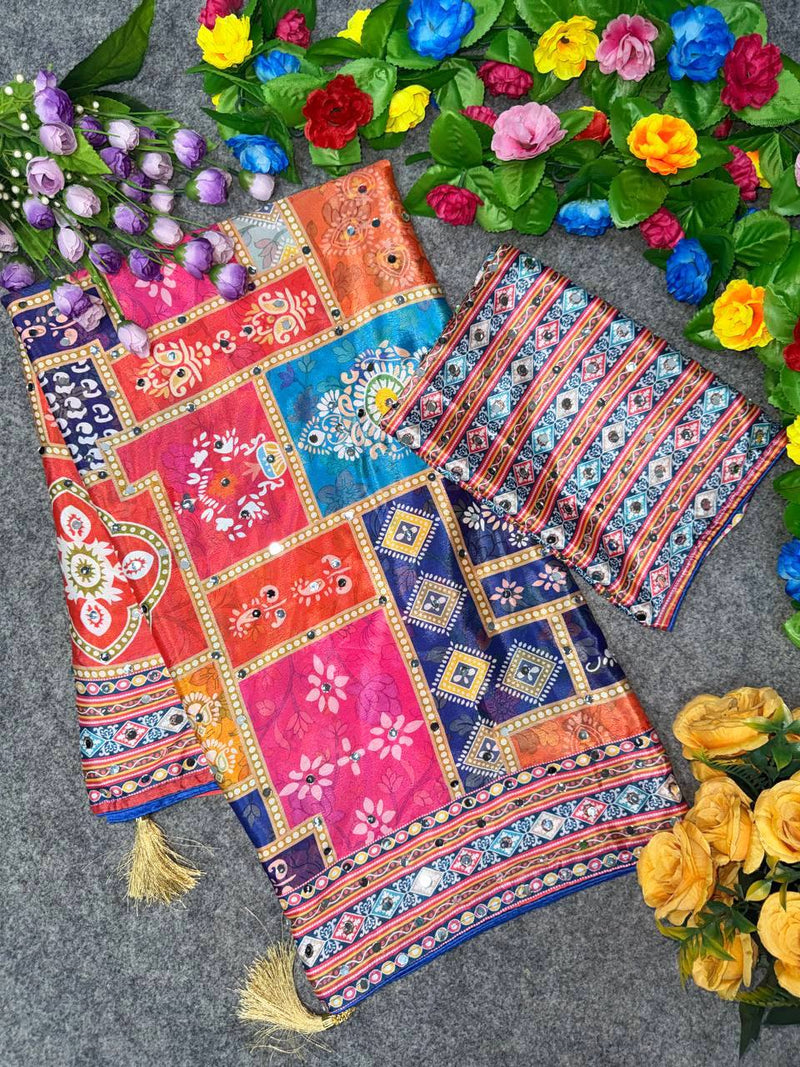 Mahotsav Mirror Work Chinon Silk Saree