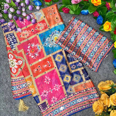 Mahotsav Mirror Work Chinon Silk Saree