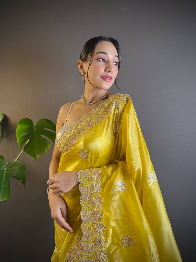 Sunehri Gul Saree - yellow