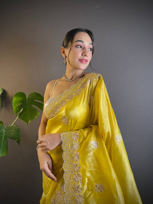 Sunehri Gul Saree - yellow