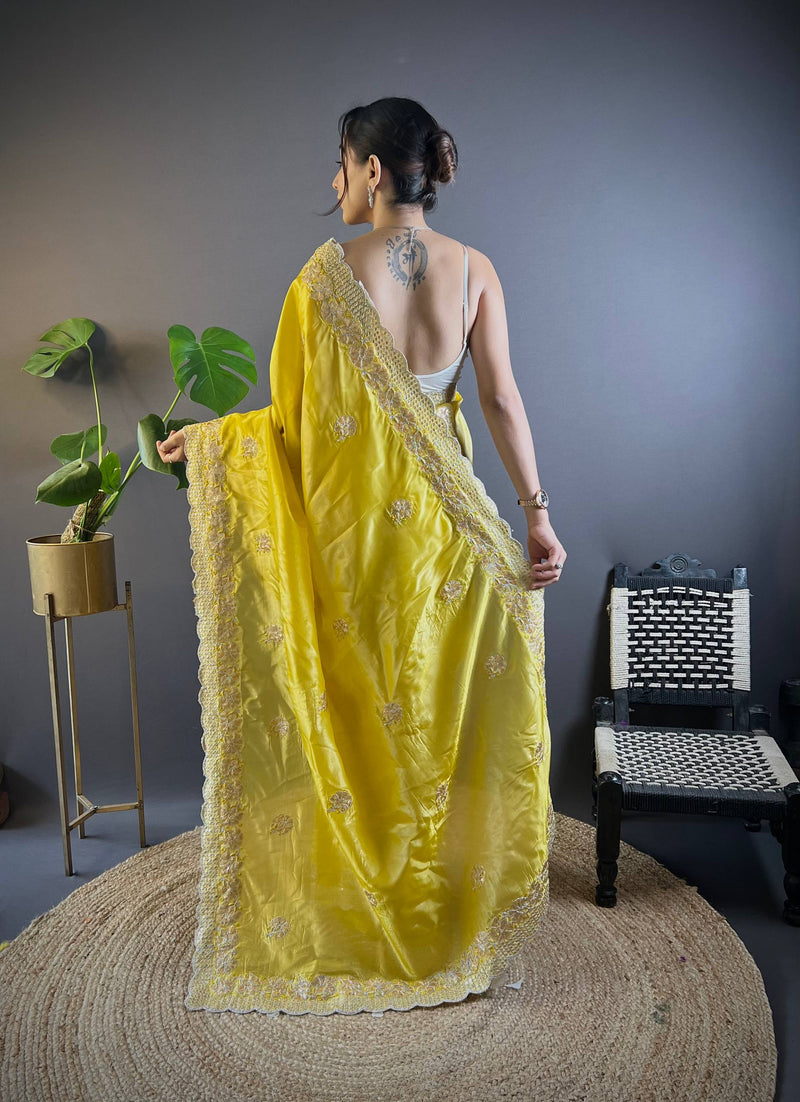 Sunehri Gul Saree - yellow
