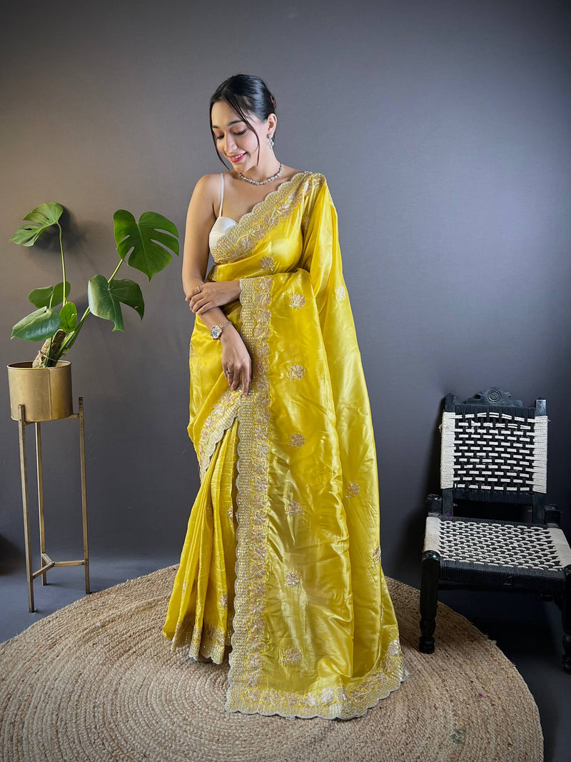 Sunehri Gul Saree - yellow