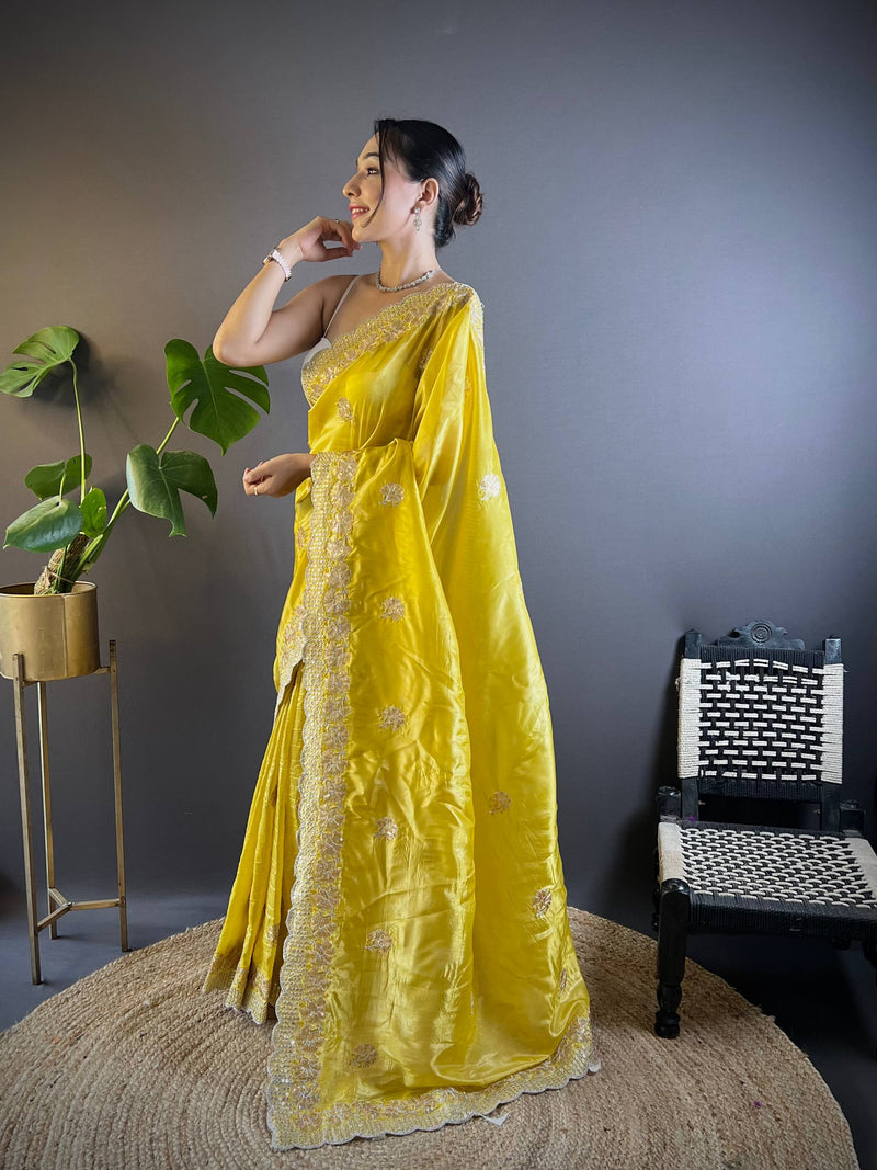 Sunehri Gul Saree - yellow