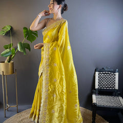 Sunehri Gul Saree - yellow