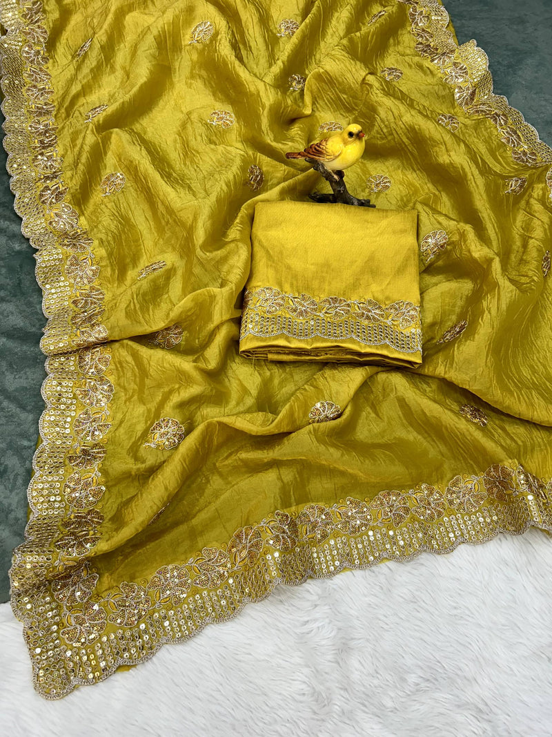 Sunehri Gul Saree - yellow