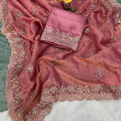 Sunehri Gul Saree - PINK