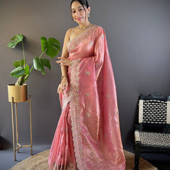 Sunehri Gul Saree - PINK