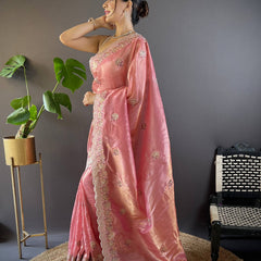 Sunehri Gul Saree - PINK
