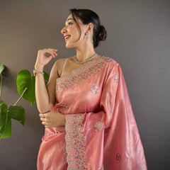 Sunehri Gul Saree - PINK