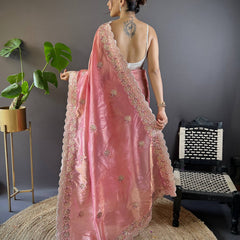 Sunehri Gul Saree - PINK