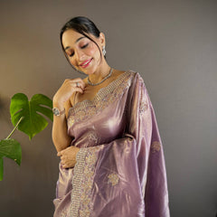 Sunehri Gul Saree - Purple