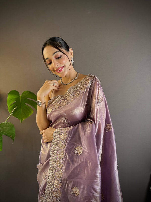Sunehri Gul Saree - Purple