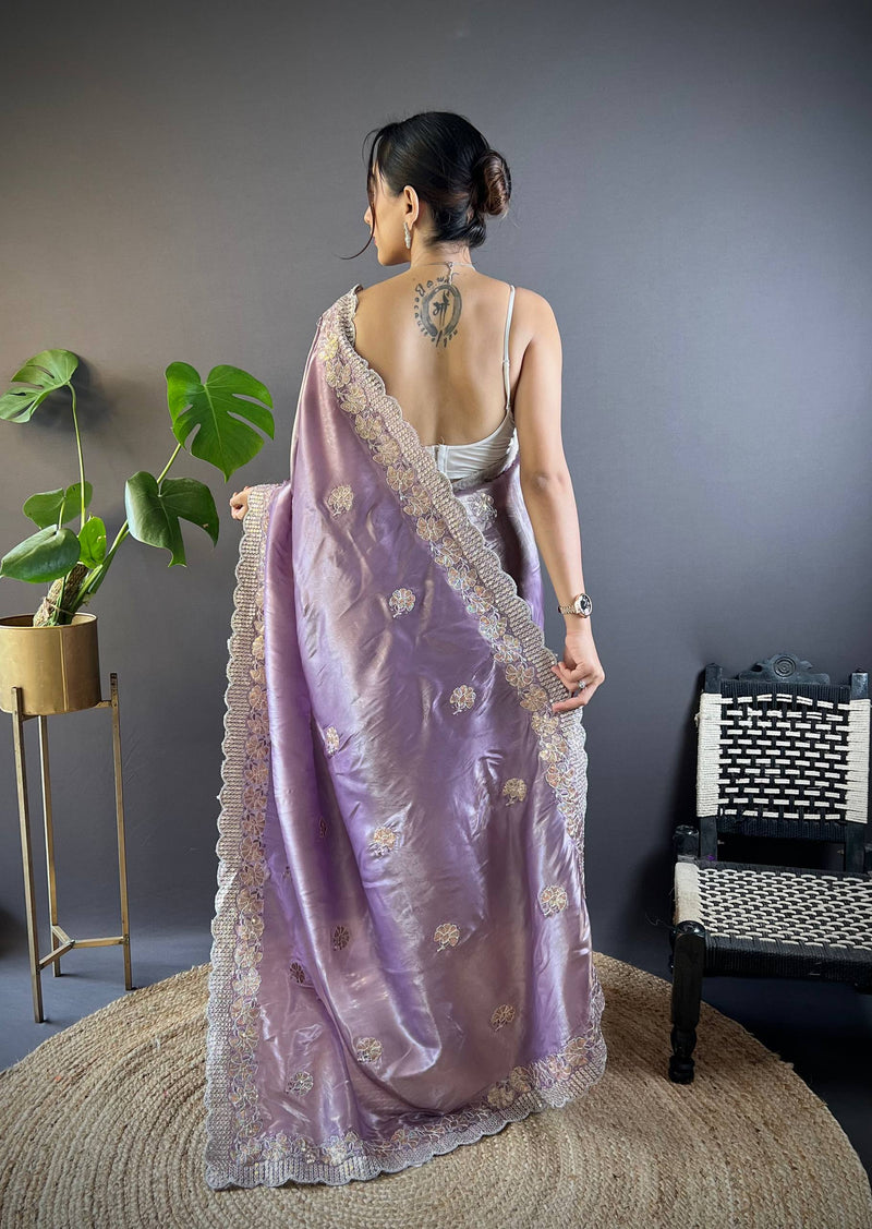 Sunehri Gul Saree - Purple