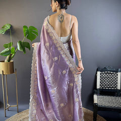 Sunehri Gul Saree - Purple