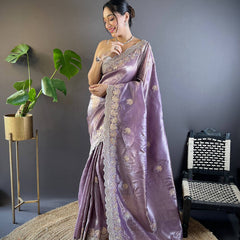 Sunehri Gul Saree - Purple