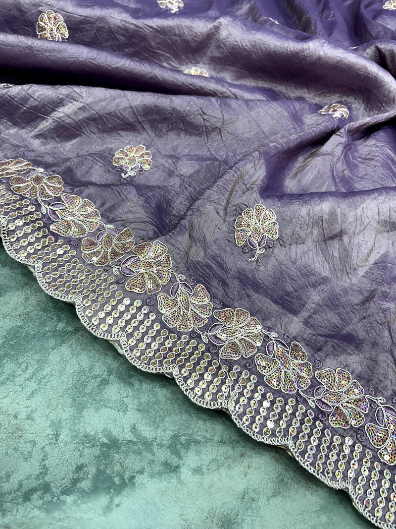 Sunehri Gul Saree - Purple