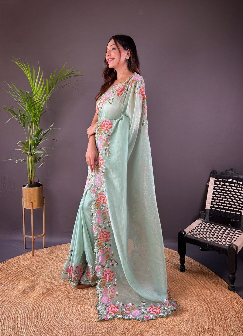 Phool Bagh Saree - Blue